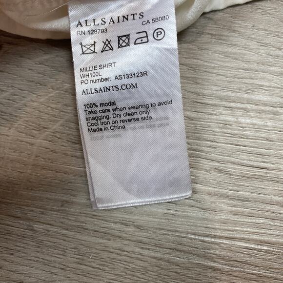 Allsaints Millie Military Button Up Shirt Women's S Minimalist Casual - Picture 8 of 10